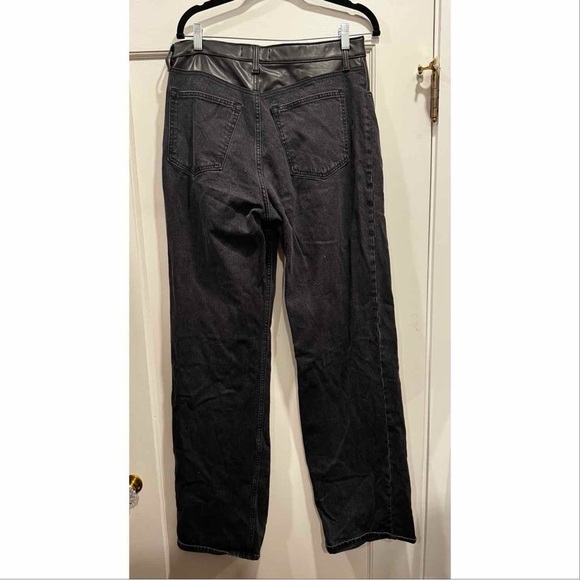 Abercrombie Black Loose High Rise Jean‎ 31 Tall Black Leather Grunge Full Length - Picture 5 of 14